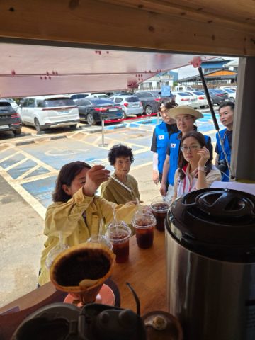 경남 산청 수해지역 커피봉사