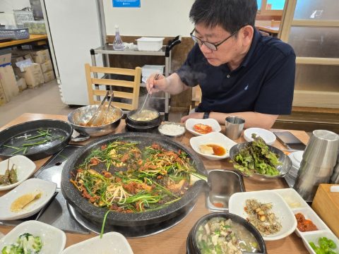 경남 산청 수해지역 커피봉사