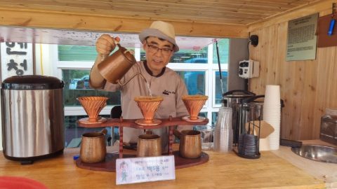 경남 산청 수해지역 커피봉사